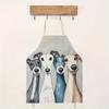 1pc Cute Greyhound Dog Art Apron with Four Colorful Puppies Print Kitchen Baking BBQ Cooking Work Wear Unisex Home ChefGift Idea