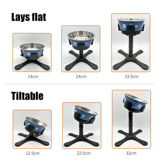 Erhöhter Hundenapfständer, 3 Höhen verstellbarer Futterständer für Haustiere, um 15 Grad geneigter, erhöhter Hundenapfhalter für mittelgroße und große Rassen