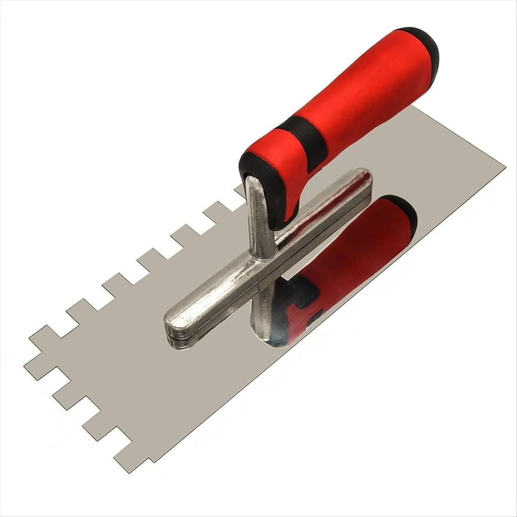 BHBL 1/2inch Square Notched Trowel,Stainless Steel Flat Finishing Trowel for Cement, Masonry Tile Installation Work