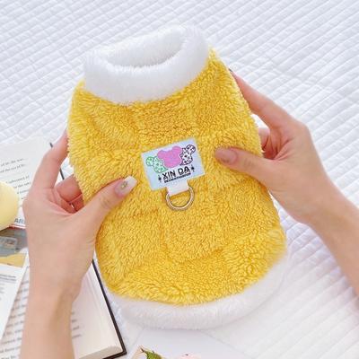 Inverno Nuovo Pile Caldo Animale Domestico Cane e Gatto Vestiti di Peluche, Gilet a Scacchi Teddy Bichon Frise