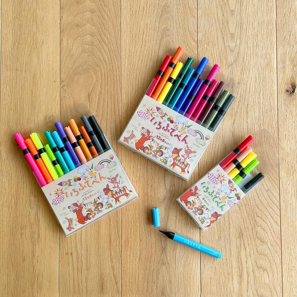 Kokuyo Color Brush Pen Set Brush Pen Multicolor 12-Color B, Water-Based KE-AC34-12B,