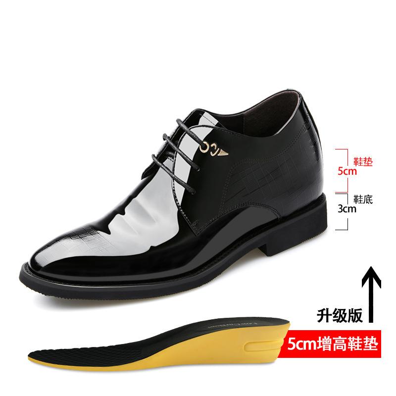

Men s shoes inner height increase leather shoes men s 8cm6cm youth performance paint bright leather British business dress height increase casual shoe 44