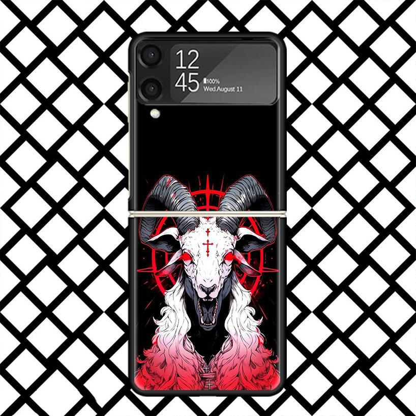 Devil Satan Dark Phone Case For Samsung Z Flip 7 6 5 4 3 Galaxy ZFLIP7 ZFlip6 5G Flip5 Flip4 Flip3 5g Black Hard Cover