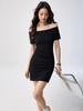 Combed Cotton One-Shoulder Summer Dress - Women's Sexy Slim Fit, Waist-Cinched, Hip-Hugging Short Style