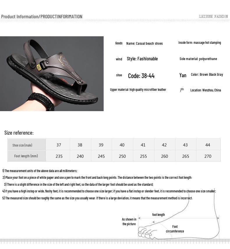 Men’s Genuine Leather Dual-Use Sandals and Slippers – Versatile Casual Beachwear