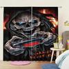 Set Of 2 Halloween Skull Pattern Printed Curtains Window Decorations Home Room Curtain Polyester