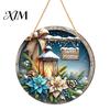 Indoor Holiday Party Decor Christmas Wooden Hanging Sign, Gnome Snowman Angel Candle 2D Wood Plaque, Winter Home Ornaments Vintage Xmas Wall