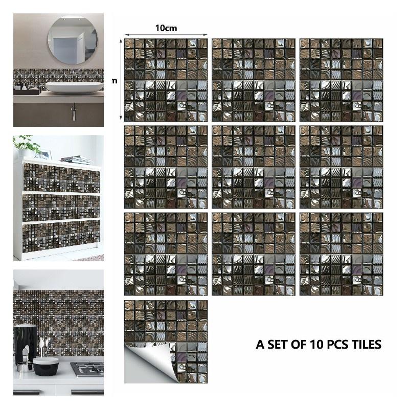 Abstract Mosaic Ceramic Tile Sticker For Home Renovation Waterproof Kitchen And Bathroom Decoration