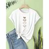 Womens Black Heart Print Vintage Style Summer Casual Sporty Round Neck Short Sleeve Tee