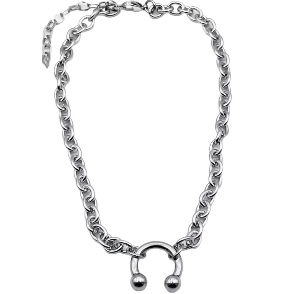 Sexy Cool Design C Shape Necklaces Hyperbole Look Short Length Thick Chain Choker Hip Hop Fashion Jewelry Unisex
