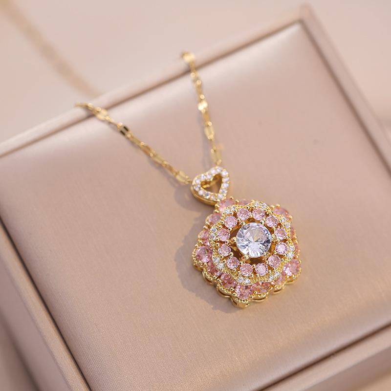 

Вращающееся геометрическое циркониевое ожерелье с подвеской в ​​виде цветка для женщин 2023, новая мода золотого цвета, цепочка из нержавеющей стали, ювелирные изделия, аксессуары для свадебной вечеринки