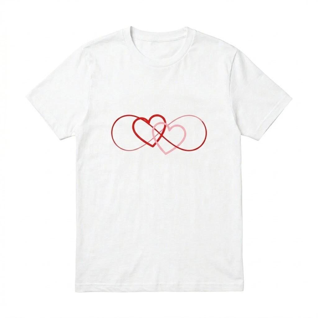 Infinity Heart T-Shirt - Forever Love Valentine s Gift - Minimalist Couple Tee XXXL