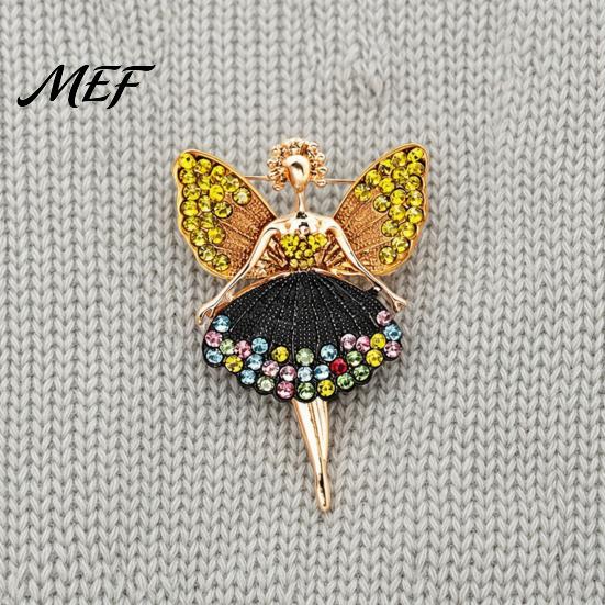 Alloy Lapel Pin Sparkling Rhinstone Ballet Fairy Brooch, Winged Dancer Girl Metal Bag Pin, Women Jewelry Accessories for Suit Dress Coat Scarf