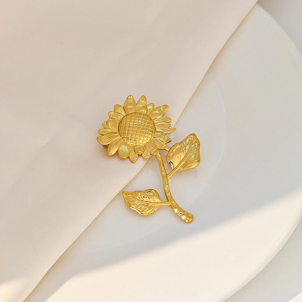Kreatywna broszka Anioł Słonecznik i Plisowany Orzeł - Pin ze stali nierdzewnej