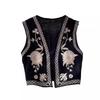 Crop Tops Womens Embroidery Floral Vintage Vest Women V-neck Camisole Female Summer Almighty Tank Top Retro Style