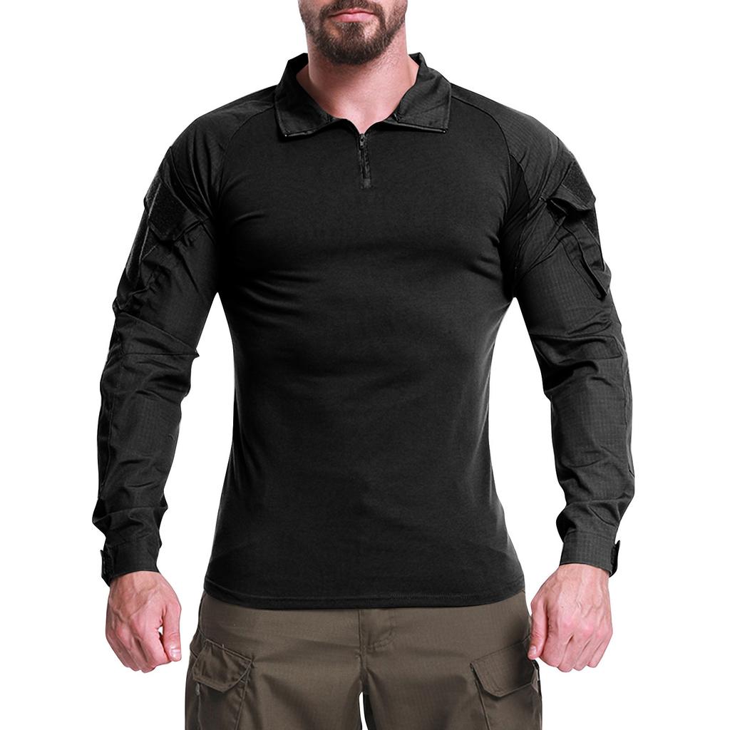 Men's Solid Color Zipper Lapel Loose Long Sleeve Top Men's Casual Fashion Long Sleeve Top