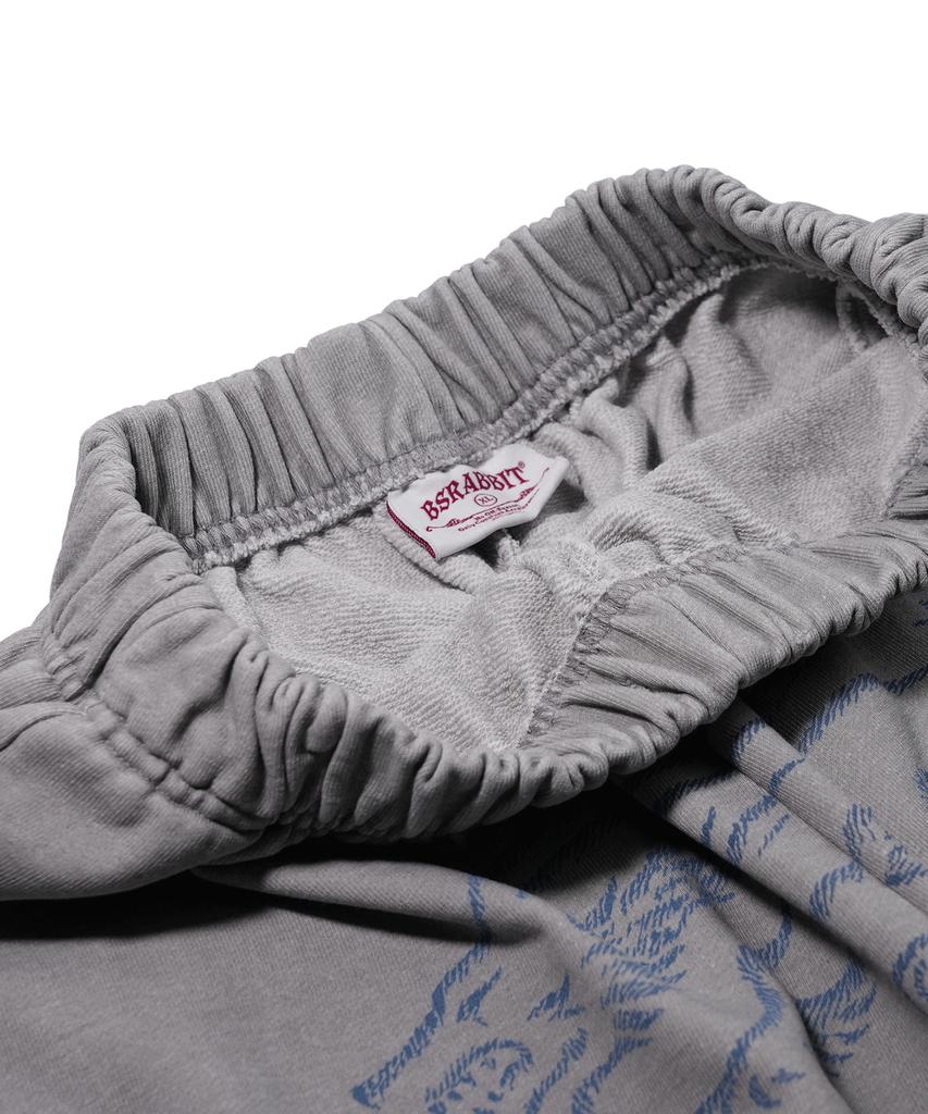 Bieseulaebis Oil Washed Graphic Pants Light Gray