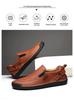 Men's Autumn Casual Leather Slip-On Shoes, Large Size, Soft Sole, Non-Slip, Hand-Stitched, Side Zipper