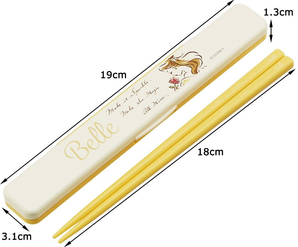 Skater Chopsticks and Chopstick Case Elegant Disney Made In ABC3 Set, Belle, Design, Japan,