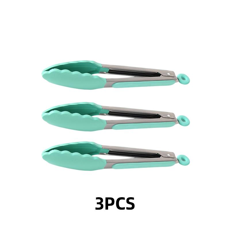 1/3pcs Stainless Steel Cooking Tongs with Non-Slip Silicone Tips 9inch Heat-Resistant Tongs for BBQ Oven Grilling Salad Kitchen