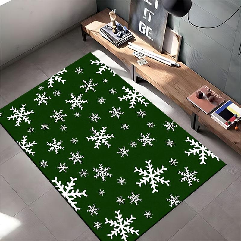 Snowflake Pattern Green Carpet Suitable As a Non-slip Mat for the Living Room or Bedroom Sofa