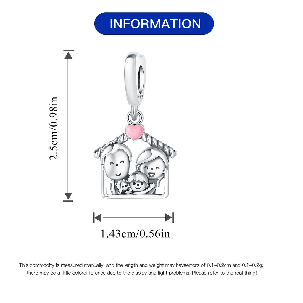 Authentic Original Copper Metal Charm Bead Components Luxury Pink Family Affection Pendant Bead Component Bead Components Compatible With Bracelet