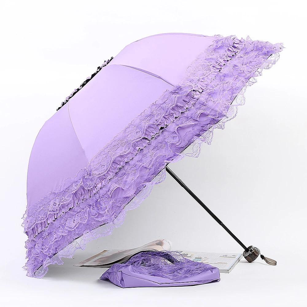 Vintage Lace Parasol Uv Protection Folding Umbrella Stylish Lace Folding Umbrella for Sun Protection Rain Lightweight Portable