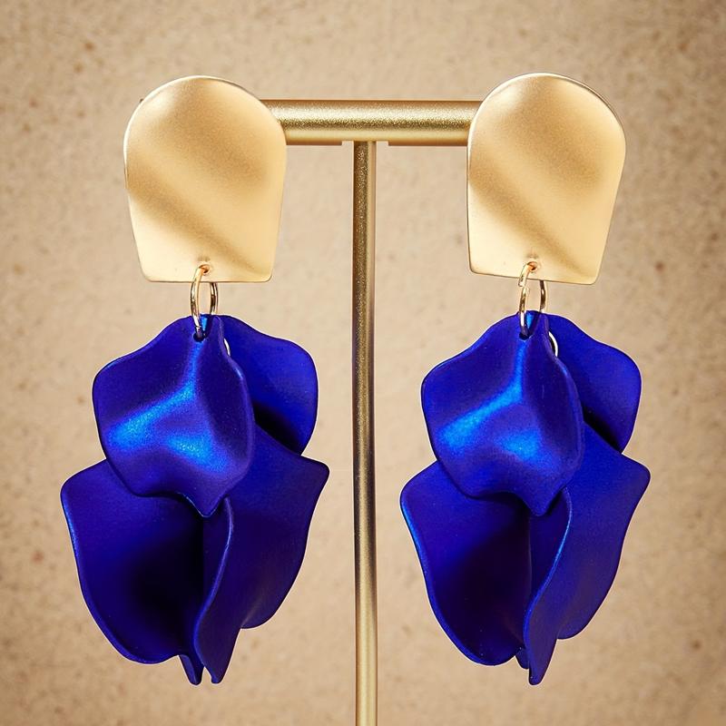 

Модные женские серьги с лепестками роз, длинные серьги-подвески с акриловым цветком, свадебная одежда для вечеринок, ювелирные изделия, аксессуары, подарок синий