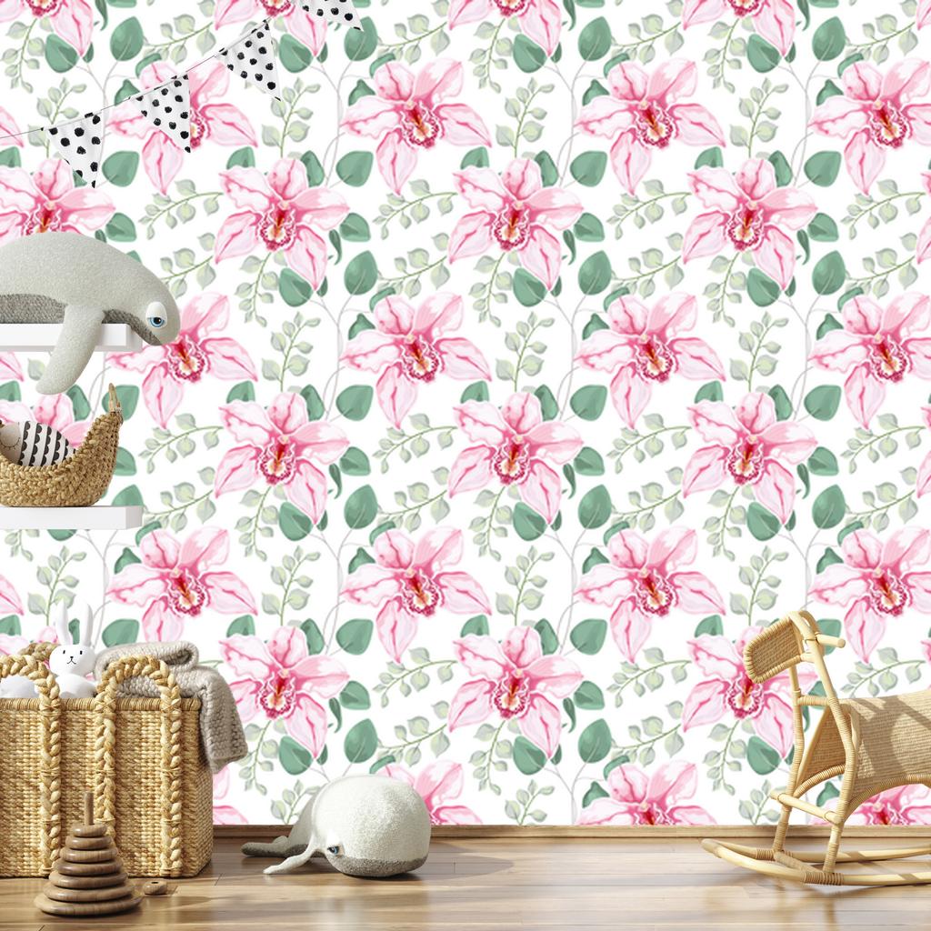 Beautiful orchid wallpaper for living room and bedroom 50x1000