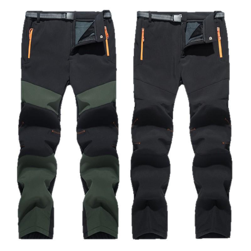 Men's Thickened Ski Pants: Fleece-Lined, Windproof, Water-Repellent, Plus Sizes for Autumn/Winter Mountaineering