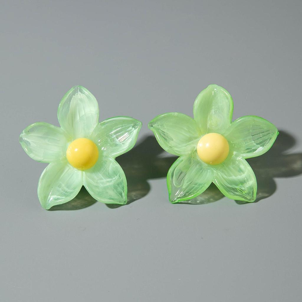 New Spring/Summer Simulation Dyeing Resin Flower Earrings for Women's Jewelry, Fresh and Cute Flower Earrings