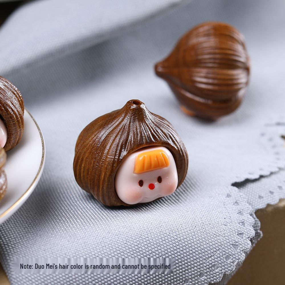 Rosewood Cartoon Chestnut Sister Garlic Pendant in Green Sandalwood Mobile Phone Chain