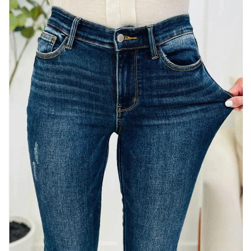 

Модные сексуальные узкие эластичные джинсовые джинсы для женщин, офисные женские рваные джинсы с высокой талией, брюки, облегающие женские брюки 30472 XXXL синий