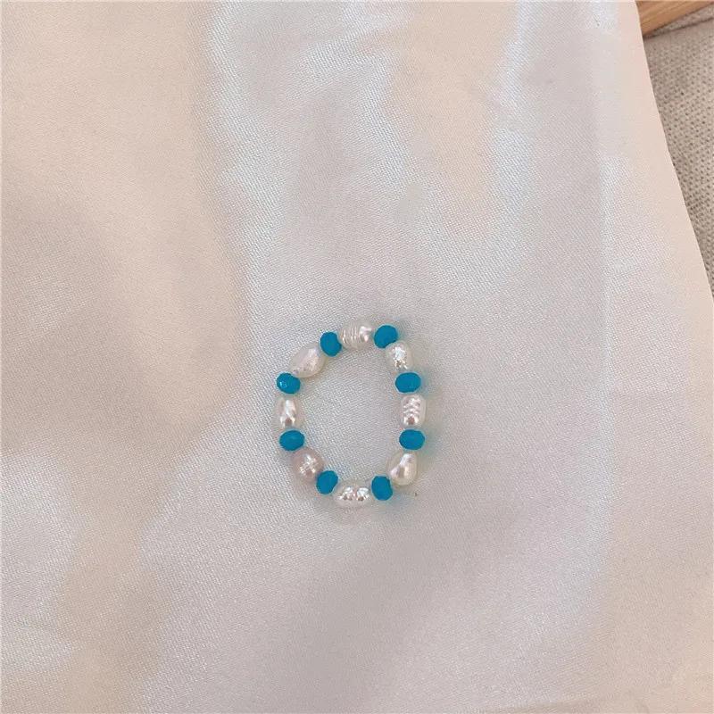 HI MAN 4 Pcs/Set Korean Mixed Handmade Pearl Stone Acrylic Small Round Bead Heart Ring Women Classic Elegant Dating Jewelry