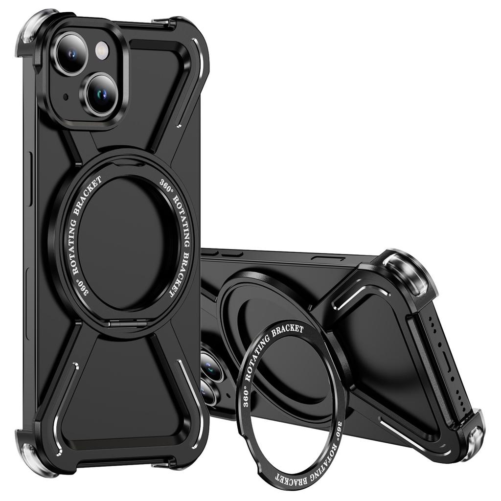 For iPhone 14/13 Bumper Cases Borderless Metal Frame Cover Compatible with MagSafe Kickstand