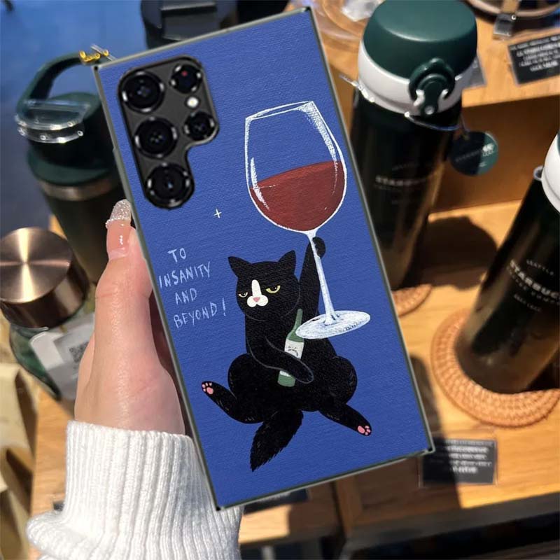

Cute Cat Funny Wine Art Cases Phone Case for Samsung Galaxy S26 Ultra S25 Edge S24 S23 FE S21 Plus S20 S22 S10 Cover TPU Capa Sh Samsung S22 Ultra