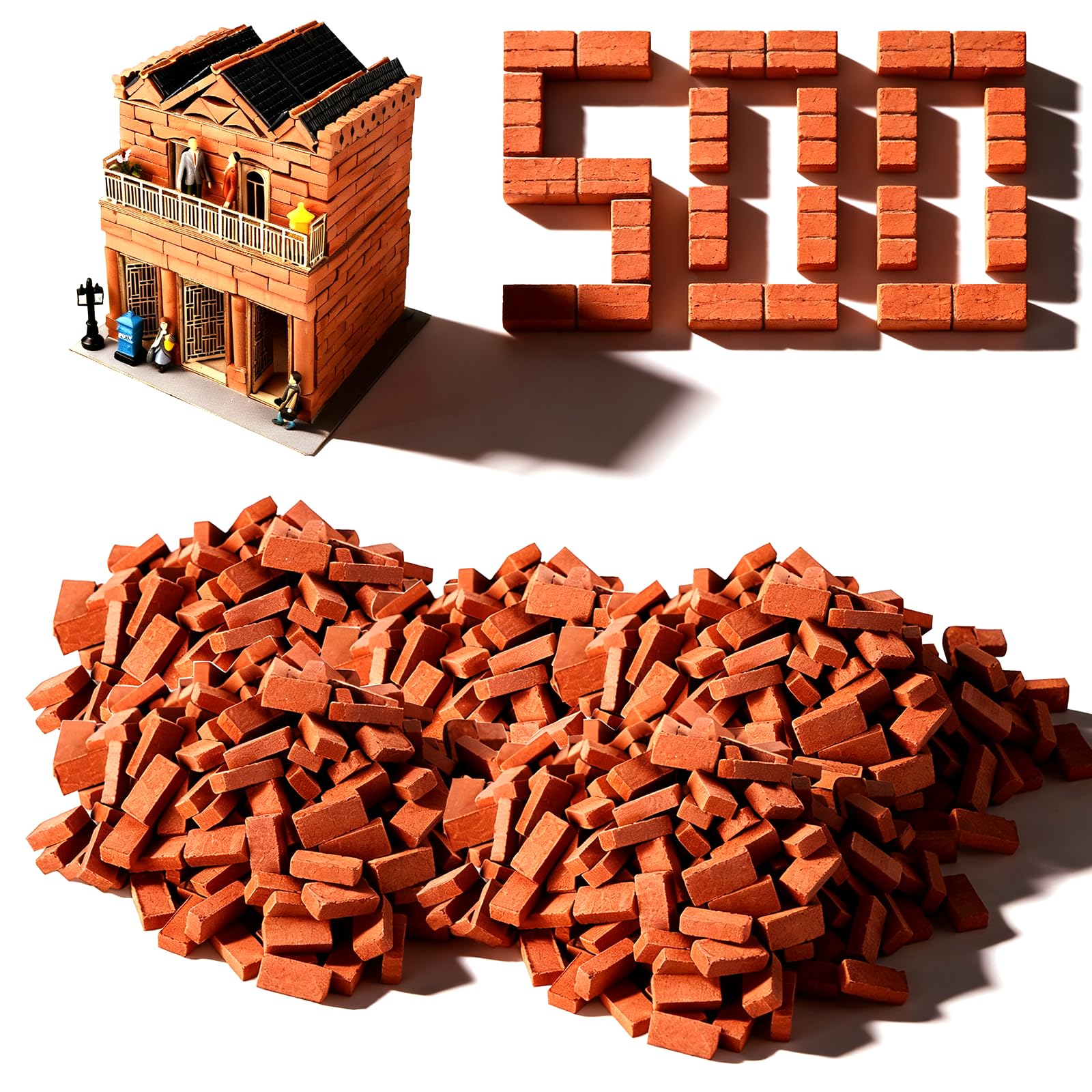 

Dazzlestar Miniature Bricks 135 Red Bricks, Set of 500. Miniature parts for model making, DIY projects, dioramas, buildings, gardening, and other