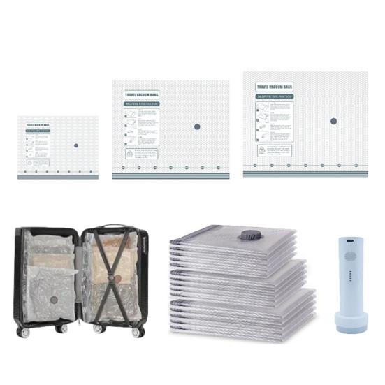 Vacuum Compression Bags with Rechargeable Air Pump Travel Storage Bag Fast Compression Packing Bags for Luggage Suitcase Clothes