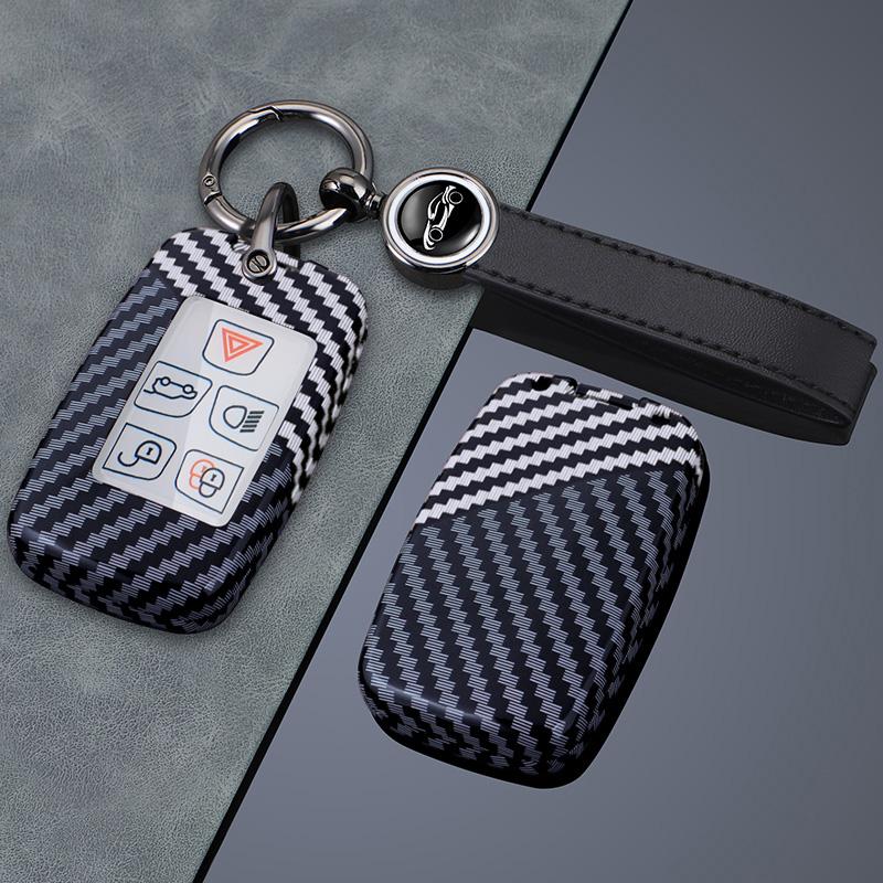 Carbon Fiber Car Key Case Cover Protect Shell Bag for LandRover Range Rover Sport Evoque Freelander Velar Discovery Jaguar XE XF