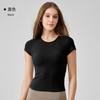 Summer nude round neck thin yoga clothes top tight waist outdoor breathable high elastic fitness sports short sleeves women