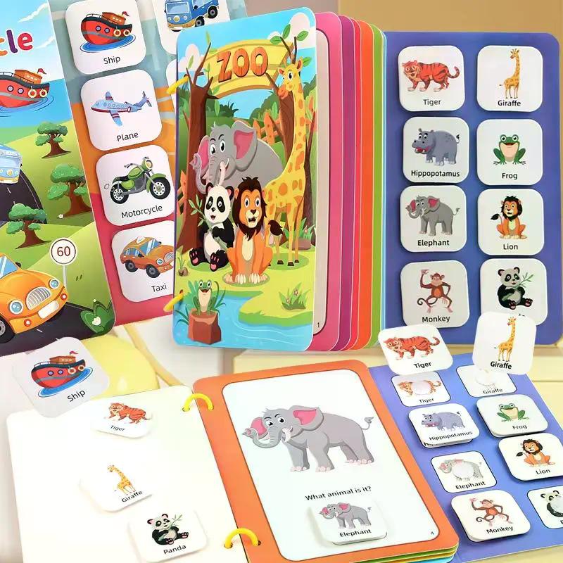 Montessori Repeatedly Sticker Busy Card Book Baby Paste Readings Matching Puzzle