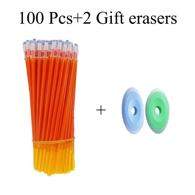 100 /12 Pcs/lot 0.5mm Gel Pen Erasable Pen Refill Rod Set High Capacity Blue Black Ink Shool Washable Handle Pens Stationery