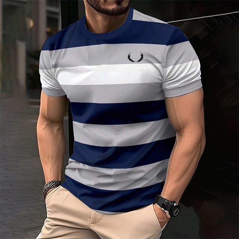 Simple Striped 3D Printed T Shirts For Men Fashion Summer Short Sleeve 3D Printed Kids T-shirts Casual Daily Wear Loose Tees