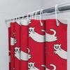 Red Shower Curtain With White Cats Pattern Bathtub Decorative Liner For Home Bathroom Accessories