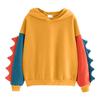 Women's Solid Color Contrasting Dinosaur Loose Casual Hoodie