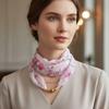 Elegant Luxury Floral Print Silk Scarf Magnetic Buckle Neck Covers Scarf  Neck Decorative