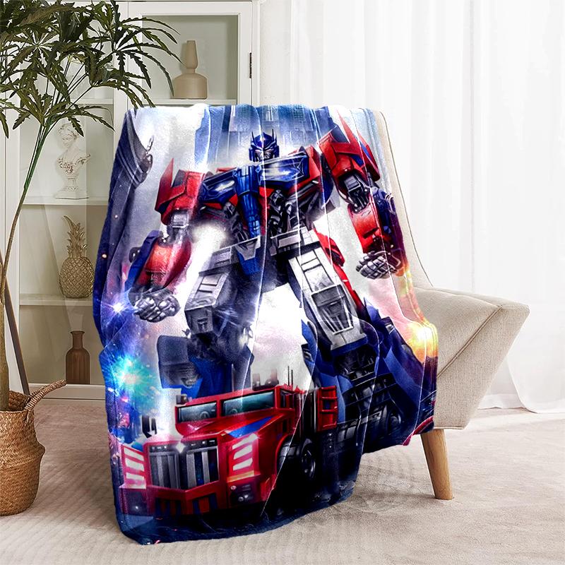 1pc Blanket Bumblebee and Optimus Prime Print Design, Lightweight Blanket for Sofa, Bed- Soft &Warm, Gift for All Seasons like Christmas, Halloween