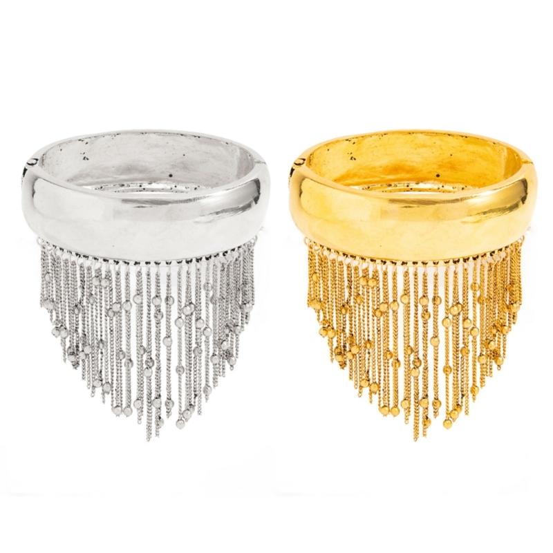 Trendy Geometric Metal Bead Bracelet with Stylish Tassels Details Dangling Charm Handchain For Daily Wear