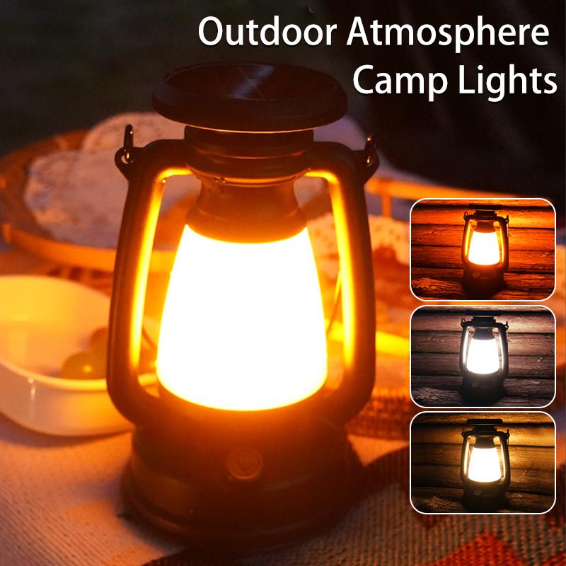 Solar Camping Lights Ambient Light, Vintage Horse Lamp, LED Table Lamp, Picnic Hanging Lantern, Outdoor Decorative Retro Lantern