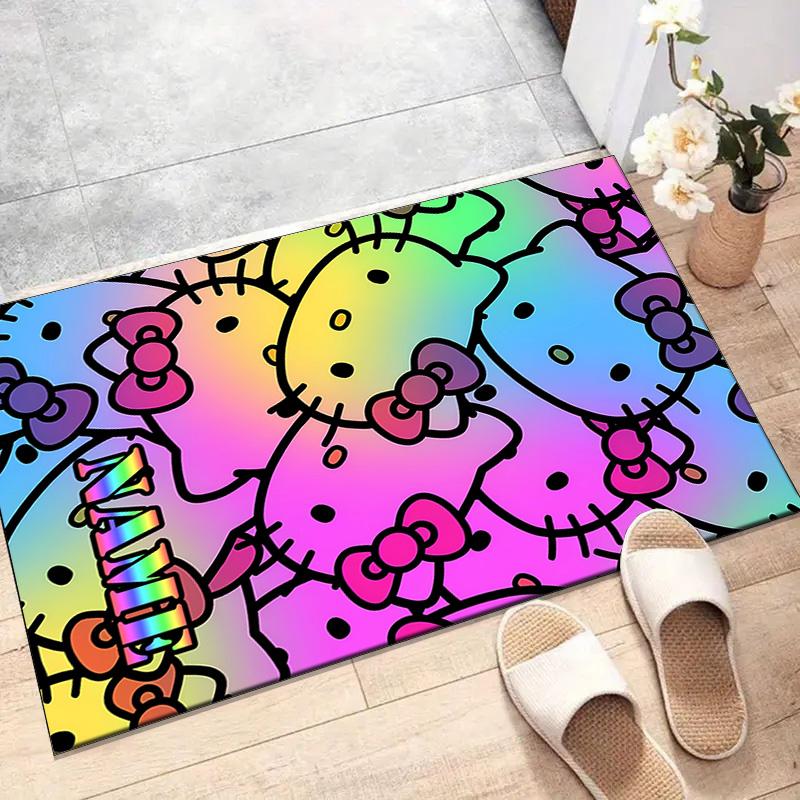Custom HelloKitty Mat Personalized Name, Polyester Washable Indoor Entryway Rug, Gift for Christmas, Easter, Thanksgiving Day